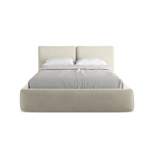 LaMiaSofa Bed met opbergruimte Milano - velours - parel - 160x228x82