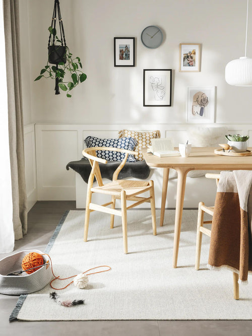 benuta plat geweven vloerkleed Mia - blauw - 250x350 cm