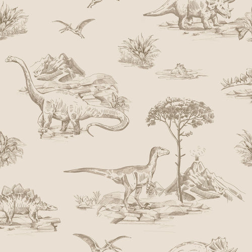 ESTAhome behang dinosaurussen beige - 53 cm x 10.05 m - 139557
