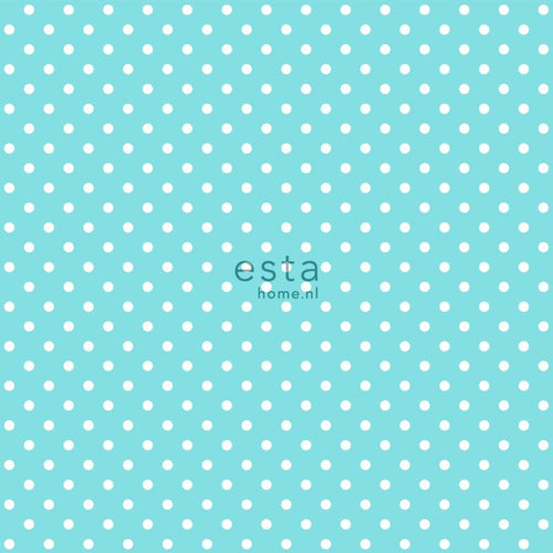 ESTAhome behang stippen turquoise - 53 cm x 10,05 m - 138102