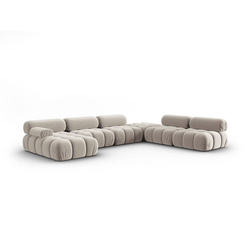 Cosmopolitan Design - Modulaire panoramische hoekbank rechts Cortina 7-zits, flueel donkerbeige - 282x376x70cm