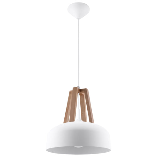Sollux Lighting Hanglamp CASCO wit/natuurlijk hout - 30x30x85cm