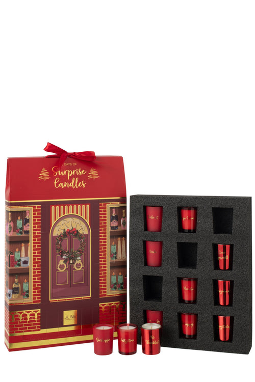 J-Line geurkaars Surprise Window - koraal/mix - 12 candles