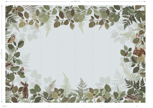 ESTAhome fotobehang bosdieren groen en bruin - 400 x 279 cm - 159101