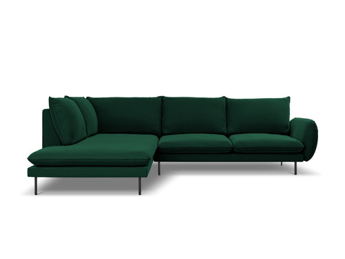 Cosmopolitan Design linker hoekbank Vienna 6-zits, flueel, flessengroen - 185x275x95cm