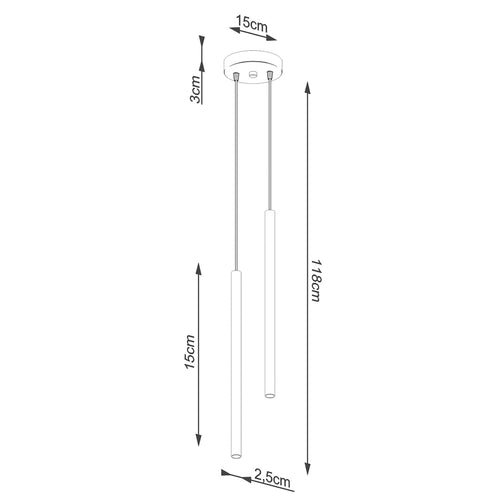 Sollux Lighting Hanglamp PASTELO 2 wit - 15x15x118cm