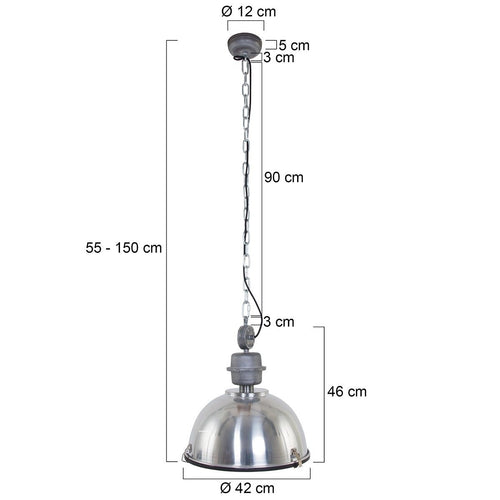 Steinhauer hanglamp industrieel - 1 lichts - 42x 145 cm - mat chroom - vtwonen shop