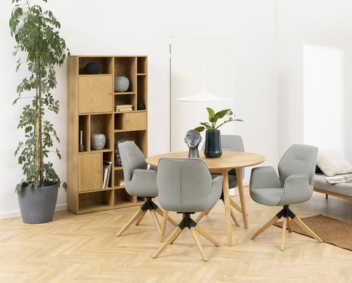 Lisomme Senn houten eettafel naturel visgraat - Ø 120 cm - vtwonen shop