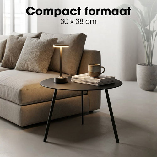 Mica Decorations Seatle Bijzettafel voor Buiten - Salontafel Rond - Plantentafel en Koffietafel - H30 x Ø38 cm - Metaal -  Zwart