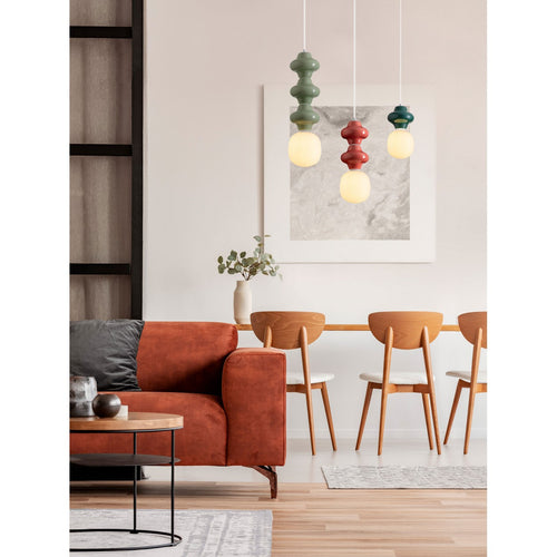 Nova Luce CLIO Slanke hanglamp voor aan het plafond, rood, mat wit, E14 fitting, 1x5W