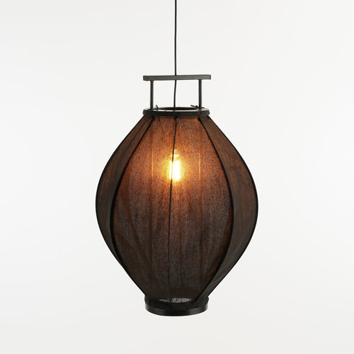 Mica Decorations Pego Hanglamp - H73 x Ø54 cm - Linnen - Zwart - vtwonen shop