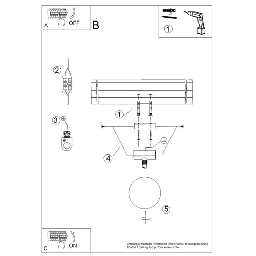 Sollux Lighting Plafondlamp YOLI 1 rode oker - 12x12x14,5cm