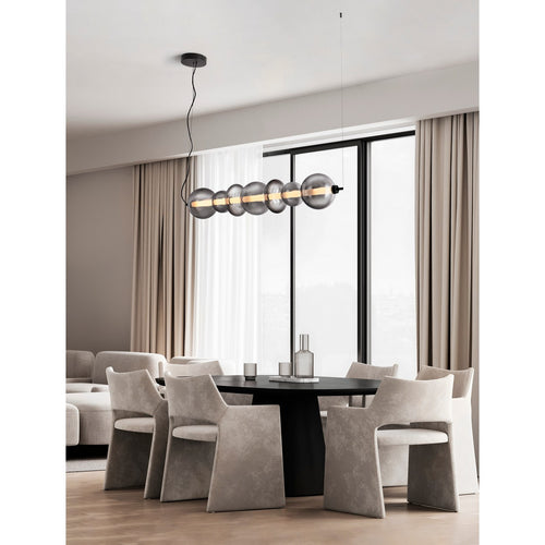Nova Luce BALLY Hanglamp voor aan het plafond, matzwart of rookgrijs, Triac dimbare LED, 40W, 2800lm, 3000K