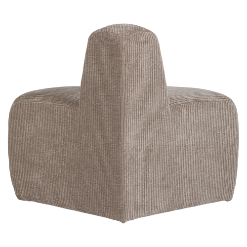 WOOOD eetbank hoek rond rugleuning Mojo - Ribstof - Donkerzand - 83x100x74