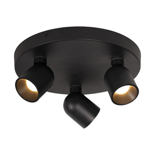 Atmooz plafondspot Nox 3 rond - zwart - Ø 25 x H 2,5 cm - geïntegreerde led