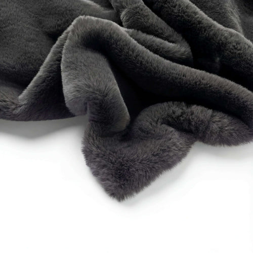 ZINZI - plaid 140x180 cm - bontlook - effen kleur - Charcoal Gray - antraciet