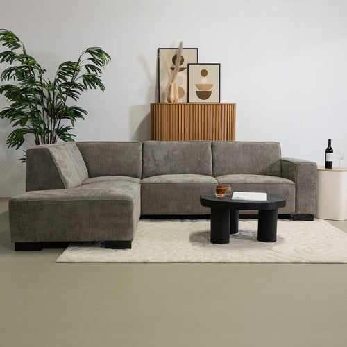 Giga Meubel Hoekbank Napoli 3,5-zits Links - Stof/Hout - Taupe