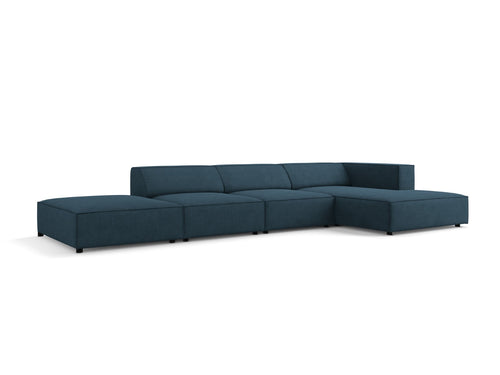 Cosmopolitan Design rechter hoekbank Arendal 5-zits, chenille met ribbeleffect, marineblauw - 166x341x70cm