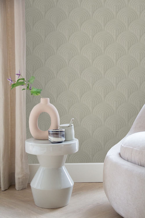 ESTAhome behang 3D-motief vergrijsd groen - 53 cm x 10.05 m - 131111