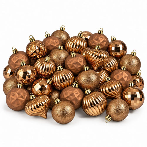 Mica Decorations Bal Onbreekbaar Bruin 40 Stuks - Kerstballenset van Gerecycled Polystyreen - Onbreekbare Kerstballen voor Kerstversiering - Diameter