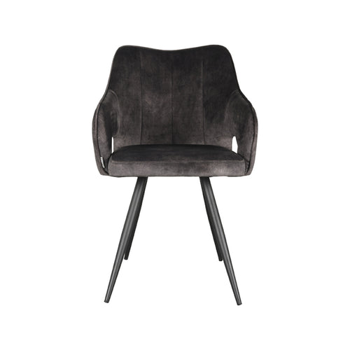 LABEL51 Eetkamerstoel Noud - Antraciet Velvet - Zithoogte 49cm - vtwonen shop