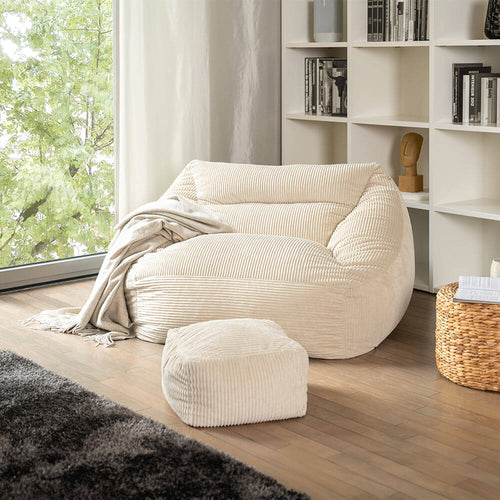 Home Deluxe zitzak COSY beige inclusief krukje - vtwonen shop