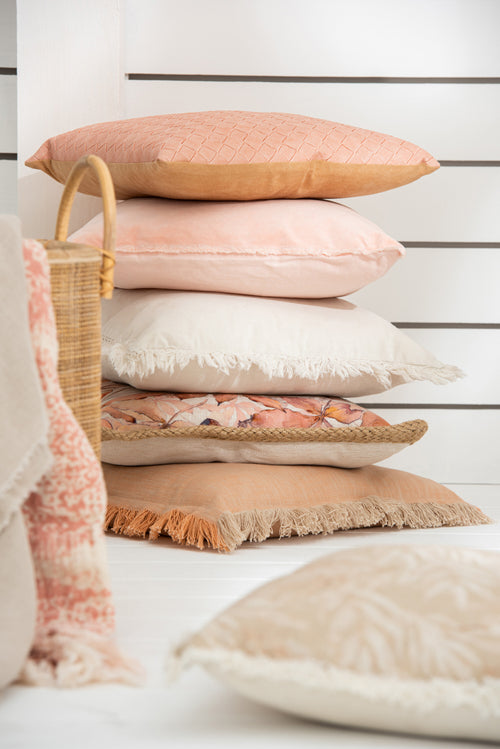 J-Line kussen Garden - polyyester - beige/groen