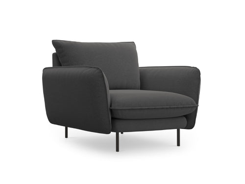 Cosmopolitan Design Fauteuil Vienna structurele stof, donkergrijs - 94x97x95cm