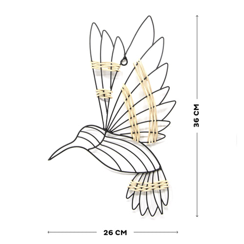 Art for the Home Metal Art - Kolibrie met Rotan - Zwart - 36x26cm - vtwonen shop