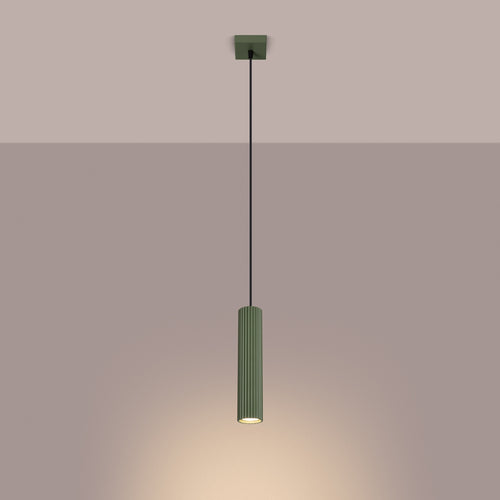 Sollux Lighting Hanglamp KARBON 1 olijfgroen - 8x8x118cm