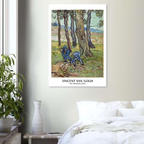 Artfulprints Poster met Lijst Vincent van Gogh - The diggers   - A4 21x29.7 cm - Groen