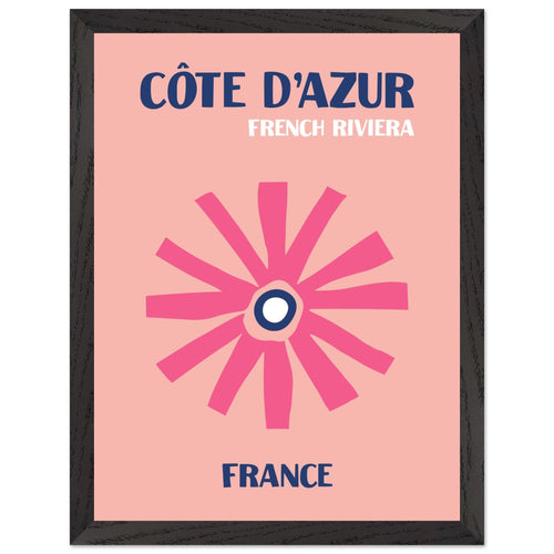 Artfulprints Poster met Lijst Frankrijk - Cote d'Azur   - 30x40 cm - Roze