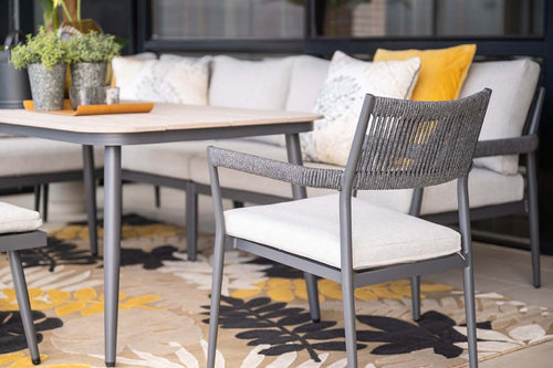 Barcelona lounge-diningset -5-dlg. - c. black -dark grey - valley sand