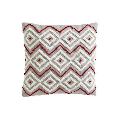 Sia Deco Kussenhoes - Crème En Rood Wol - 40x40 - vtwonen shop