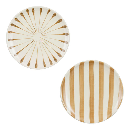 Mica Decorations Elsie Ontbijtbord - 1 Bord Willekeurig - Kleur/Variant Niet Kiesbaar - H2 x Ø20 cm - Steengoed - Bruin