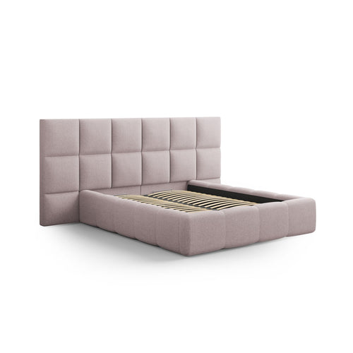 Cosmopolitan Design - Opbergbed met hoofdeinde Livigno 200x200cm structurele stof roze - 230x350x125cm
