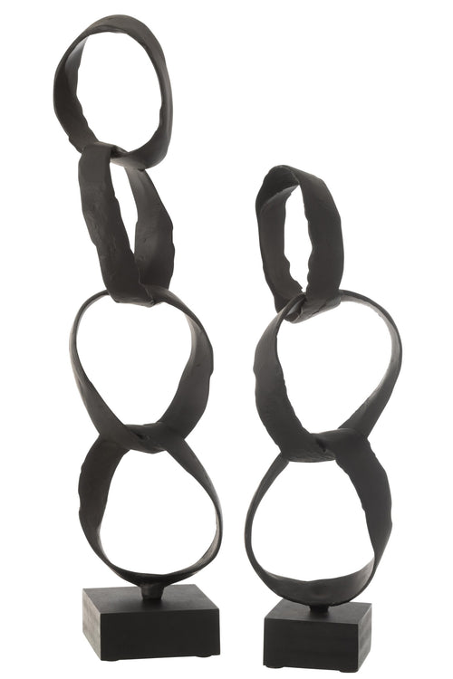 J-Line decoratie Figuur Ringen Op Voet - aluminium - zwart - large
