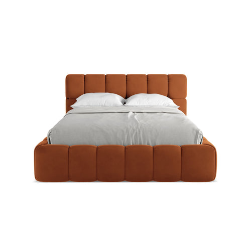 LaMiaSofa Bed met opbergruimte Roma - velours - terracotta - 160x228x82