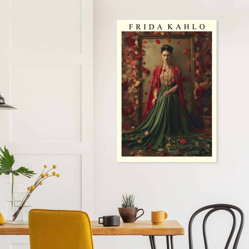 Artfulprints Poster met Lijst Frida Kahlo - Beauty in flowers   - 30x40 cm - Meerkleurig