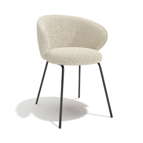 Sia Home - Eetkamerstoel LUNA - Bouclette stof - Crème - 53.5cm