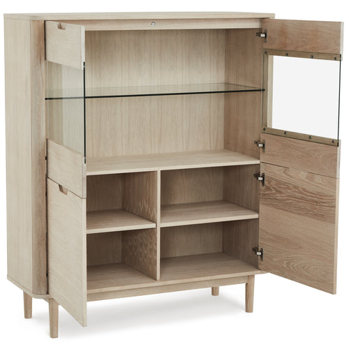 Furnhouse vitrinekast Nyborg - Witte olie - MDF, Eikenfineer, Glas - 45x123x146