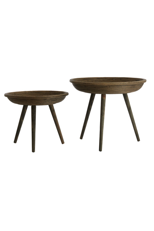 Light & Living bijzettafel COLON - Ø56x48cm - bruin - Set van 2