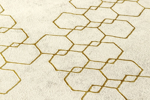 Livingwalls behang hexagon crème, wit en goud - 53 cm x 10.05 m - AS-374242 - vtwonen shop