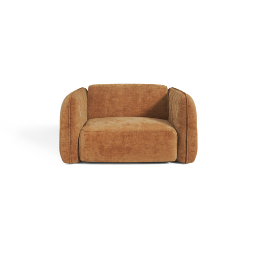 Premium Interiors - Fauteuil LOMI - gewaafd fluweel karamel 118cm