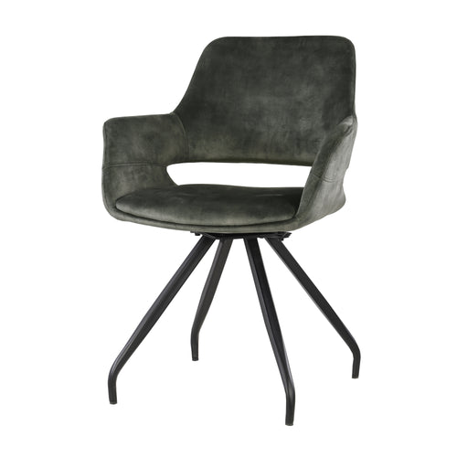 Livingfurn eetkamerstoel Capp - stof - 2 stuks - Olijfgroen - vtwonen shop