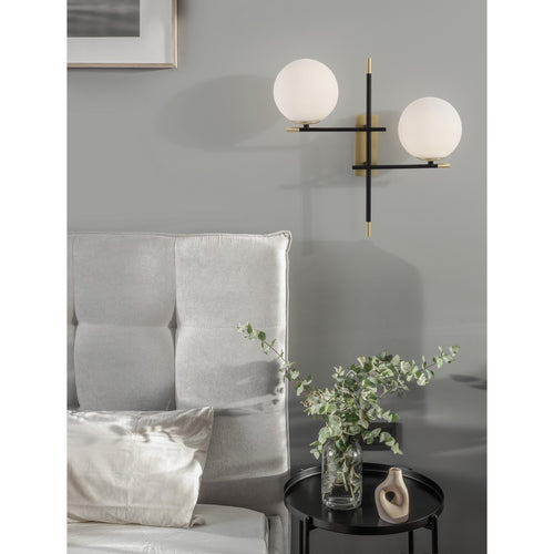 Nova Luce GIT Bolvormige wandlampen in opaal, goud en matzwart, LED G9 2x5W
