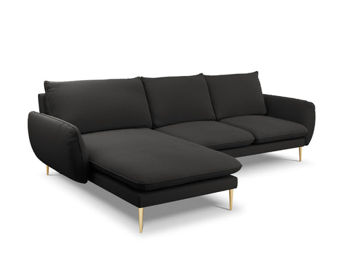 Cosmopolitan Design linker hoekbank Vienna 5-zits, boucle, zwart - 170x255x95cm