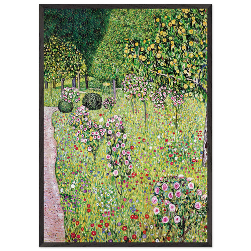 Artfulprints Poster met Lijst Gustav Klimt - Orchard with roses   - 70x100 cm - Groen
