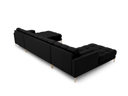 Cosmopolitan Design Panoramische bank Bali 7-zits, structurele stof, zwart - 185x383x75cm