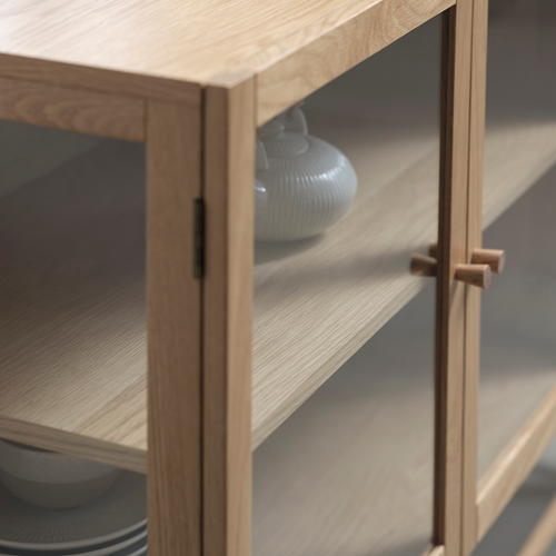 Olivine Boris Eikenhouten Dressoir met Glazen Deuren - B 140 - Naturel